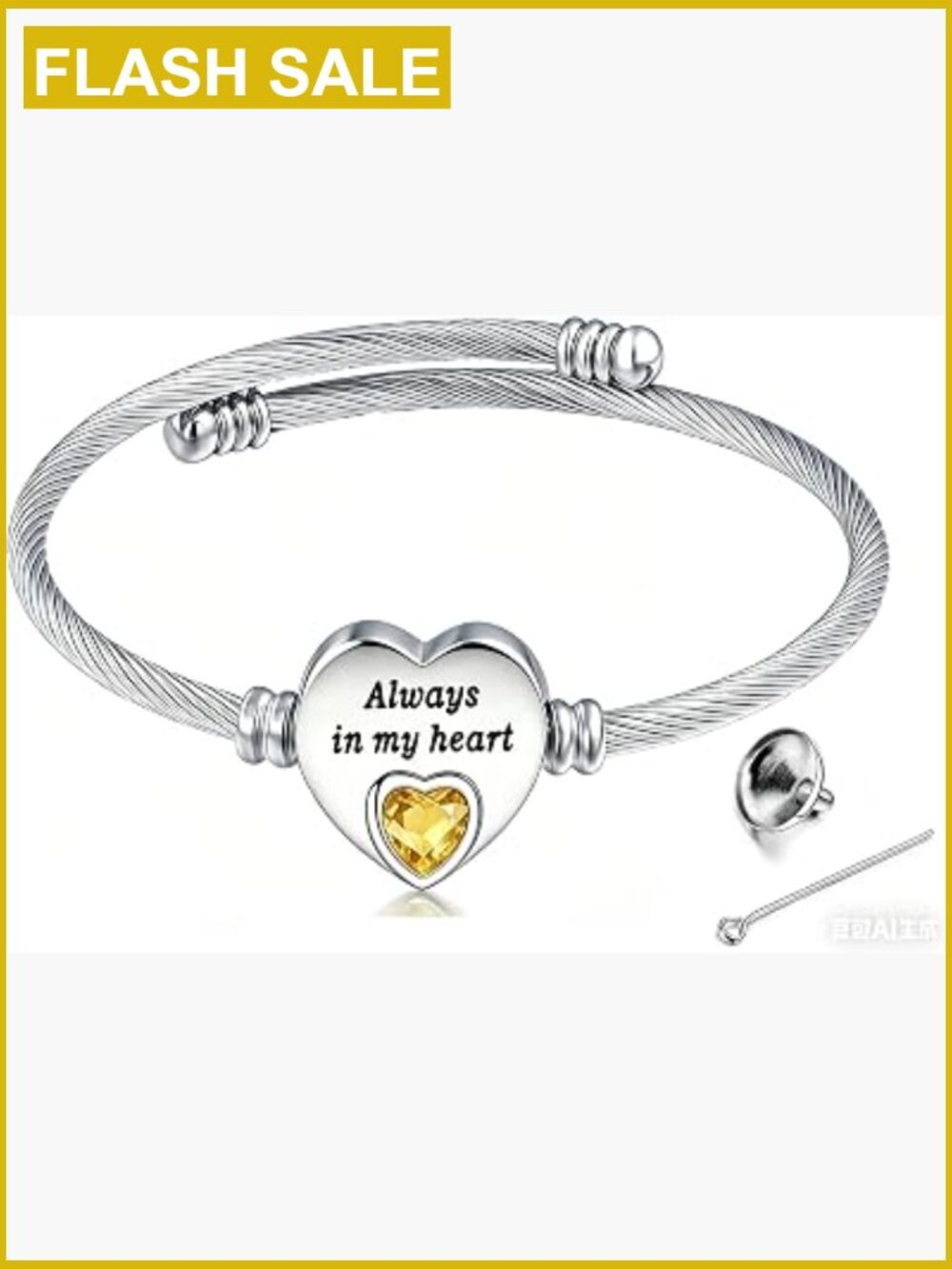 Stainless Steel Adjustable Cremation Cuff Bangle for Ashes Memorial Jewelry